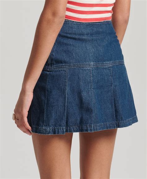 superdry denim vintage minirok met plooien rokken voor dames