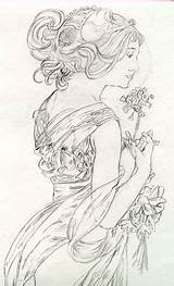 Coloring Pages Mucha Alphonse Book Colorful Adults sketch template