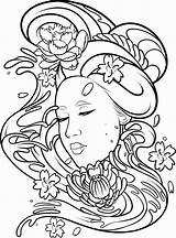 Coloring Geisha Pages Japanese Tattoo Transparent Background Drawing Girl Deviantart Drawings Tat Draw Dragoart Smoke Book Easy Step Tattoos Color sketch template