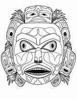 Native Coloring Pages American Mask Indian Bear Kwakiutl Tribal Adults Spirit Adult Head Drawing Printable Masks Color Justcolor Getdrawings Thunderbirds sketch template