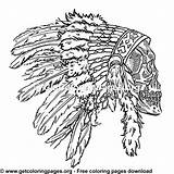 Headdress Skull Feathers sketch template