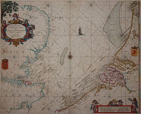 pascaart van de noord zee van texel tot de hoofden  pieter goos    map