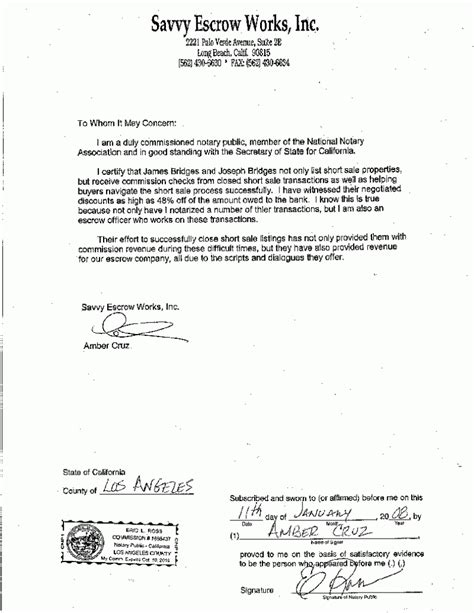 notarized letter sample template business format