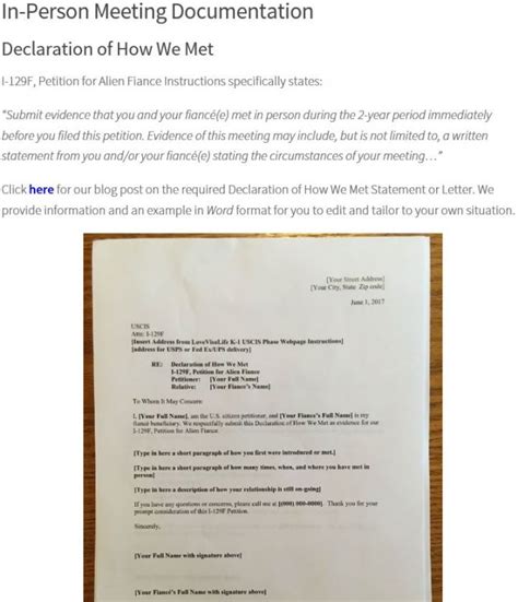declariation    met signatures   fiancee visa process