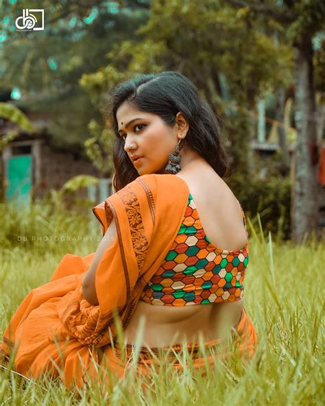 Instagram Model Sarbani In Saree Navel Hip Stills