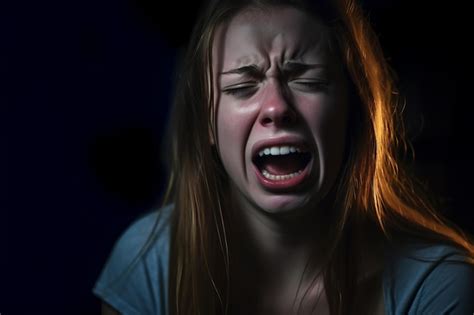 Premium Ai Image A Young Woman Is Crying In A Dark Room
