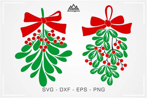 mistletoe christmas svg design  cut files design bundles