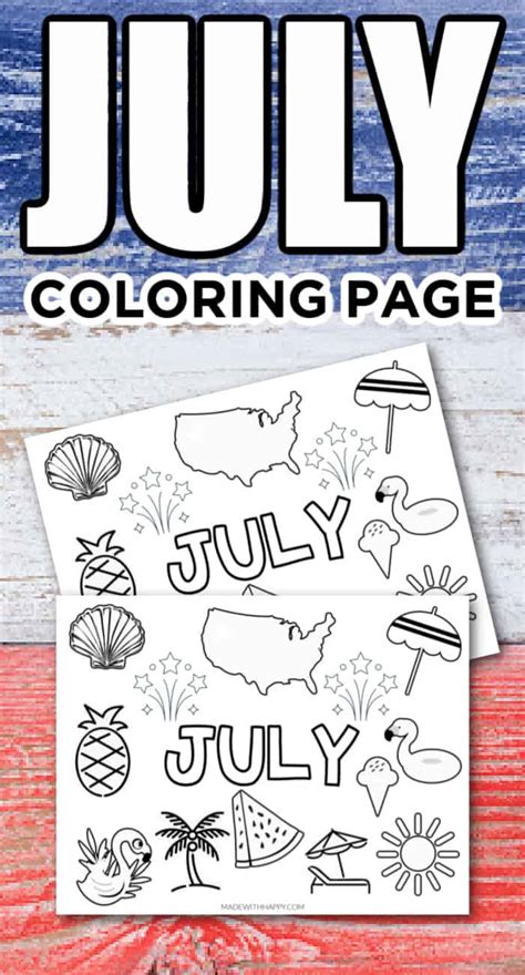 printable july coloring page   happy