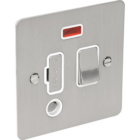 flat plate satin chrome fused spur  switched neon flex outlet toolstation