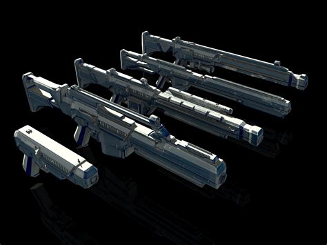 3d Model Sci Fi Gun Pack Vr Ar Low Poly Obj