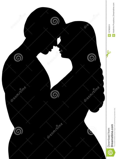 Couple Kiss Silhouette Man Kissing Woman Heart Shape