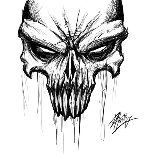 digital skull sketch  brandonhenning  deviantart