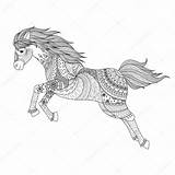 Horse Zentangle Jumping Stock Coloring Vector Illustration Book Depositphotos Gmail sketch template