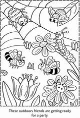 Kleurplaat Insect Insects Ausmalbilder Bijen Bloemen Dover Insecte Crawlies Doverpublications sketch template