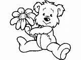 Bear Teddy Coloring Pages Flowers Flower Drawing Holding Printable Spring Build Kids Bears Dltk Clipart Holidays Clip Little Adults Beautiful sketch template