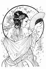 Tattoo Dragon Geisha Coloring Girl Ink Tattoos Japanese Deviantart Pages Devgear Drawings Designs Sexy Drawing Adult Book Kleurplaat Simple Kimono sketch template