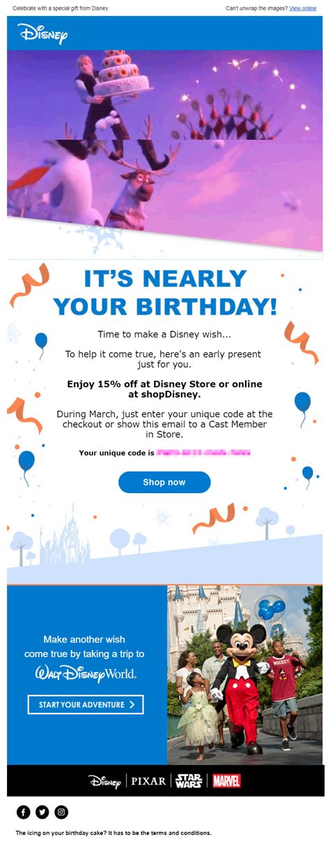 birthday email  discount code  disney emailmarketing email marketing birthday