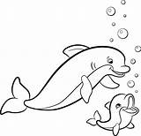 Dolphin Coloring Pages Dolphins Baby Tale Color Animal Adults Cute Printable Pink Easy Colouring Mommy Animals Realistic Print Fairy Getdrawings sketch template
