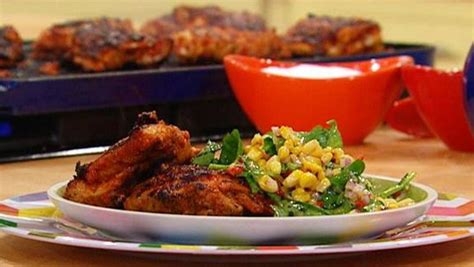grilled piri piri chicken thighs with grilled corn salad rachael ray show