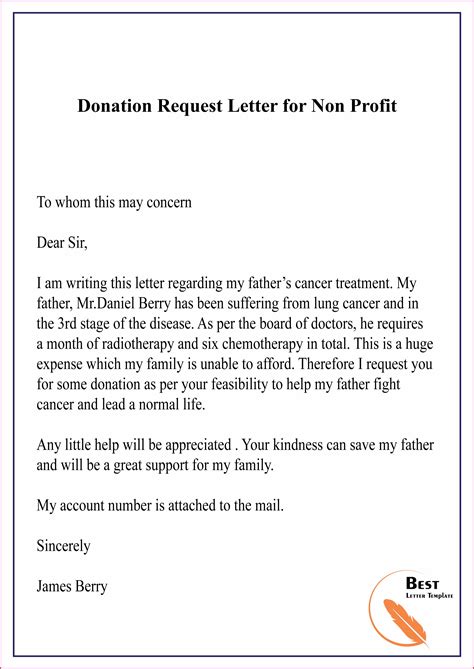 profit donation letter template templates  resume examples