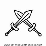 Coloring Cross Swords Pages sketch template