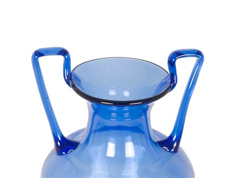 Large Vintage Italian Blue Murano Glass Vase For Sale At