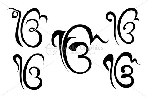 ik onkar sikh religious symbol calligraphic set