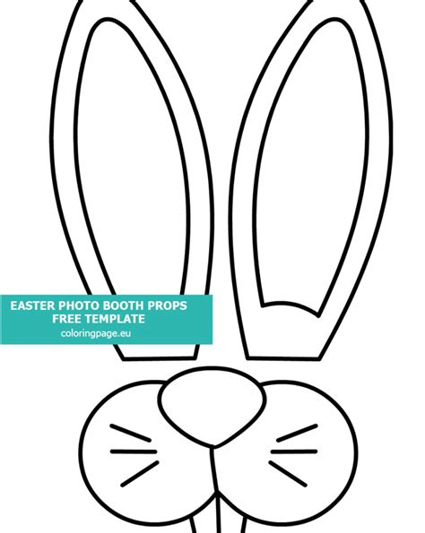 easter bunny photo booth props template coloring page