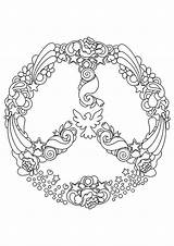 Coloring Peace Pages Hippie Sign Printable Mandala Signs Keep Adult Color Paix Dove Word Symbols Sheets Cool Heart Library Clipart sketch template
