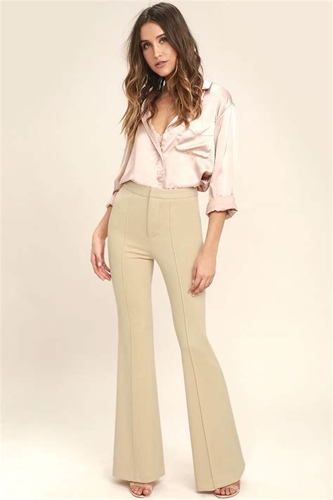 labor  love beige flare pants flared pants outfit casual office attire flare pants