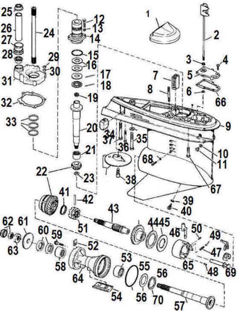 omc cobra counter rotating  unit outdrive parts drawing