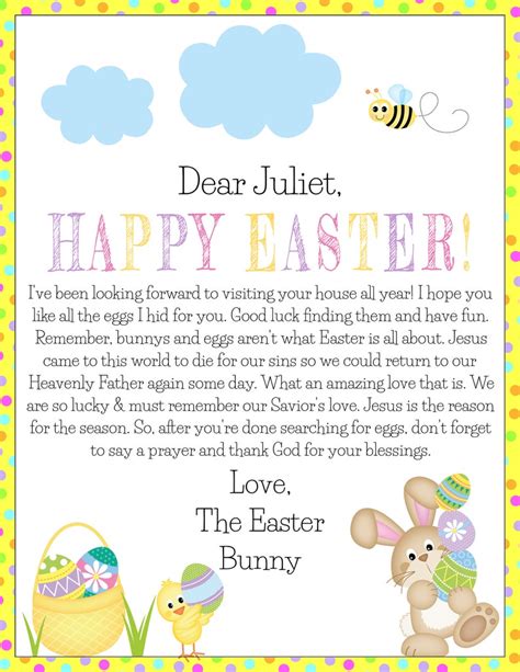 easter bunny letter printable customize  print