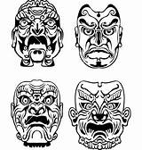 Japanese Masks Vector Noh Theatrical Vectorstock Face Maori Tattoo Getdrawings Mask sketch template