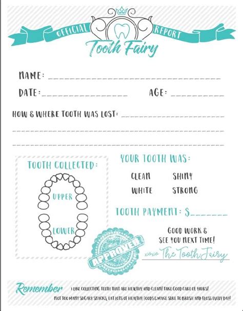 tooth fairy printable receipt
