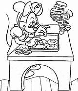 Mouse Coloring Pages Baking Cookies Minnie Color Sheet Print Button Using sketch template