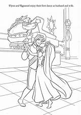 Coloring Rapunzel Pages Flynn Rider Tangled After Princess Printcolorcraft Marriage Dance Wedding Hair sketch template