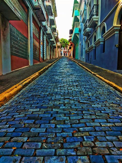 blue cobblestone street   san juan puerto rico   travel dads