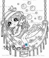 Besties Bestie Digi Stamp Instant Doll Spring Air Create Color sketch template