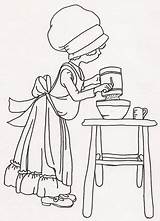 Sifting Flour Coloring Pages Embroidery Girl Flickr Pattern sketch template