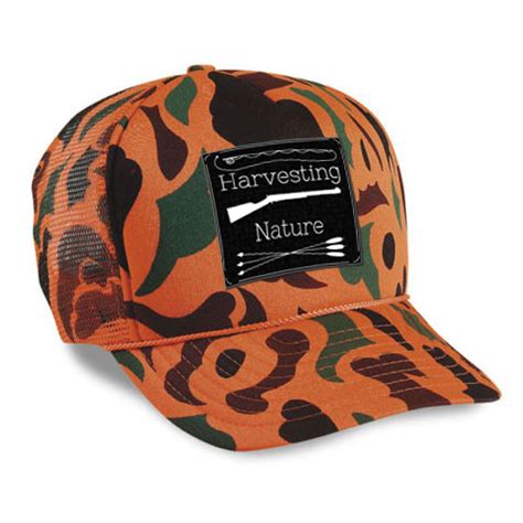 product camo blaze orange hat harvesting nature