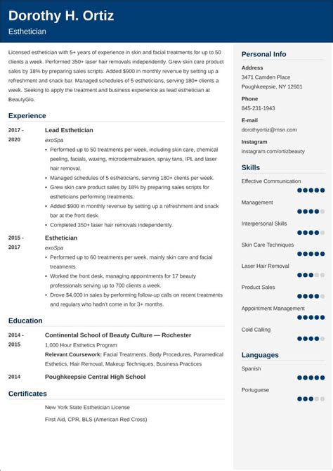 esthetician resumeexample job description writing guide