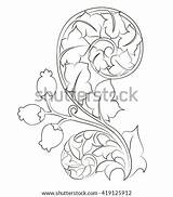 Filigree Coloring Foliage Template Acanthus sketch template