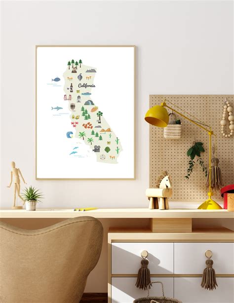 printable california state map california print california etsy