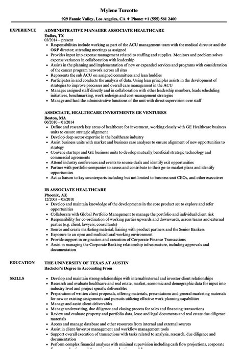 associate healthcare resume samples velvet jobs