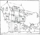 School Coloring Old Pages Getcolorings House sketch template