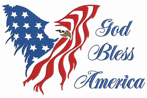 american flag embroidery design god bless america  sizes