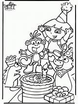 Birthday Dora Explorer Coloring Pages Printable Funnycoloring Kids Advertisement Annonse sketch template