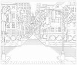 Coloring Architecture Street Pages Adult America North sketch template