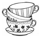 Coloring Pages Tea Cups Stacked Adult Cup Drawing Colouring Books Stack Teacups Template Color Sketchite Sheets Digi Explore Choose Board sketch template