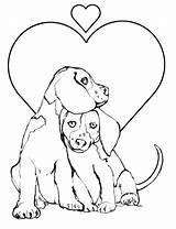 Coloring Valentine Pages Puppy Valentines Color Printables Dogs Print Dog Printable Puppies Animals Cute Cats Cat Couple sketch template
